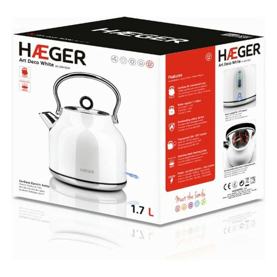 Hervidor y Tetera Eléctrica Haeger Localization-B085HR3LP8 1,7 L 2200W Blanco Acero Inoxidable 2200 W 1,7 L