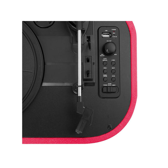 Tocadiscos Trevi TT 1020 BT Estéreo Bluetooth USB Batería recargable Rojo