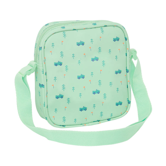 Bolso Bandolera Safta Coches Verde 16 x 18 x 4 cm