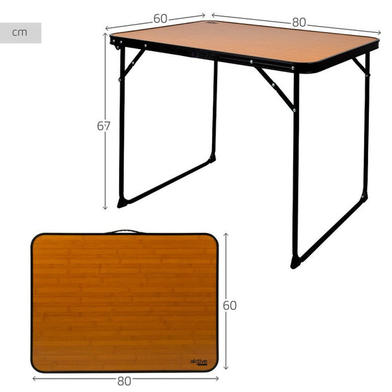 Mesa Plegable Aktive De acampada Bambú 80 x 67 x 60 cm