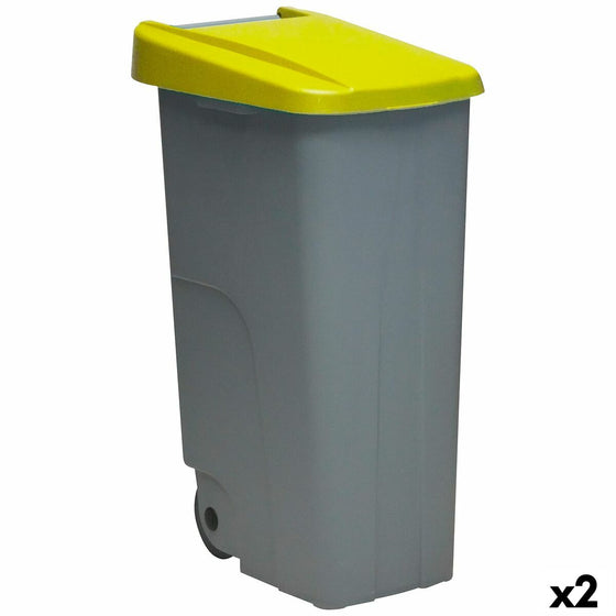 Cubo de Basura con Ruedas Denox 110 L Amarillo 58 x 41 x 89 cm