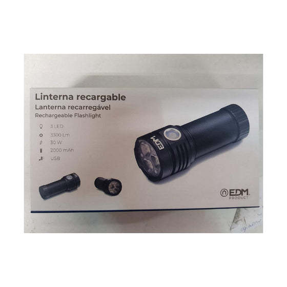 Linterna EDM Negro Aluminio 30 W