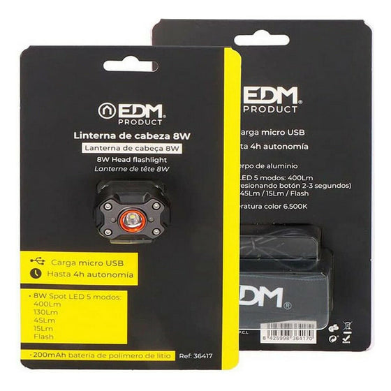 Linterna LED para la Cabeza EDM Negro 8 W 400 lm