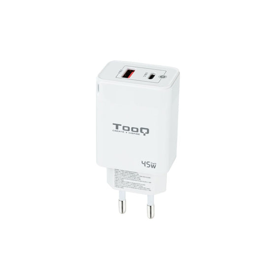 Cargador de Pared TooQ Cargador de Pared GaN USB-C/PD + USB-A/QC 45W, Blanco Blanco 45 W