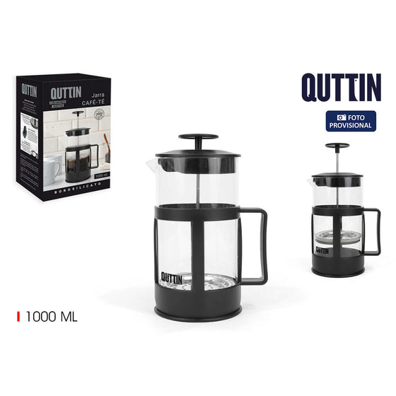 Cafetera de Émbolo Quttin Vidrio de Borosilicato 1 L 13,5 X 10,5 X 21 cm