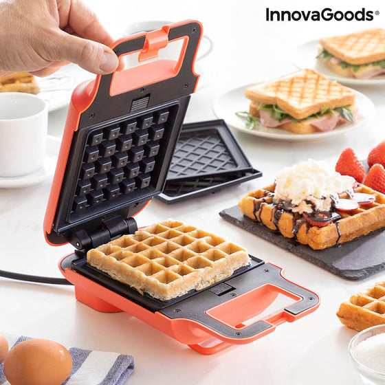 Gofrera y Sandwichera 2 en 1 con Recetas InnovaGoods Wafflicher (Reacondicionado A)