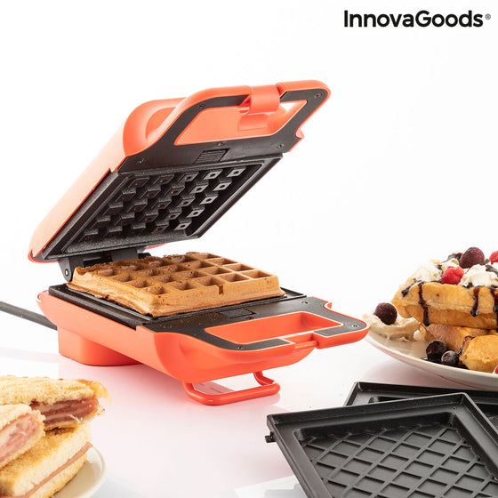 Gofrera y Sandwichera 2 en 1 con Recetas InnovaGoods Wafflicher (Reacondicionado A)