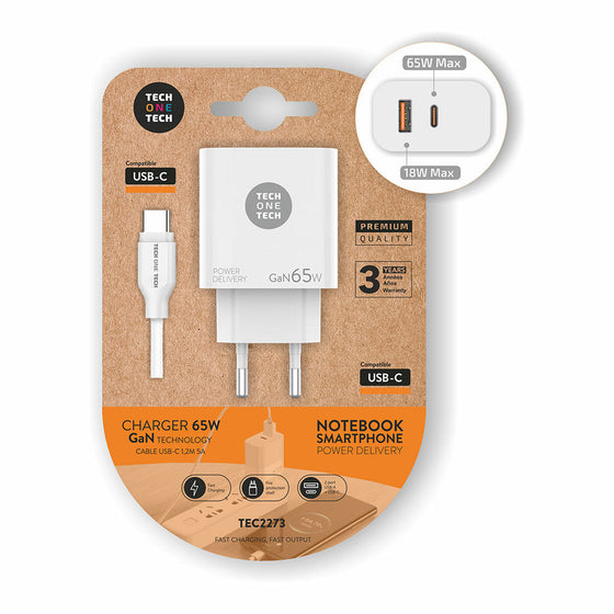 Cargador de Pared + Cable USB-C Tech One Tech TEC2273