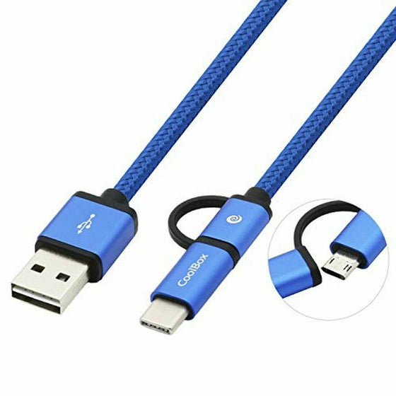 Cable USB a Micro USB y USB C CoolBox COO-CAB-U2MC-BL