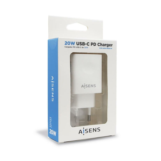 Cargador Aisens Cargador USB-C PD 3.0 1 Puerto 1x USB-C 20 W, Blanco USB-C Blanco