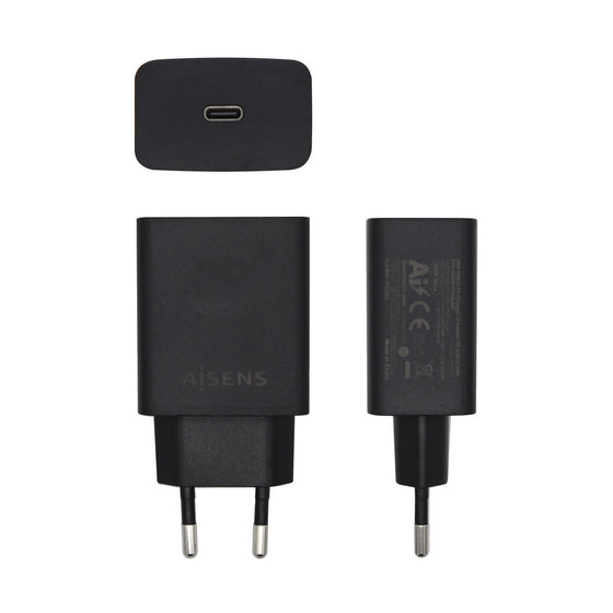 Cargador Aisens Cargador USB-C PD 3.0 1 Puerto 1x USB-C 20 W, Negro USB-C Negro 20 W