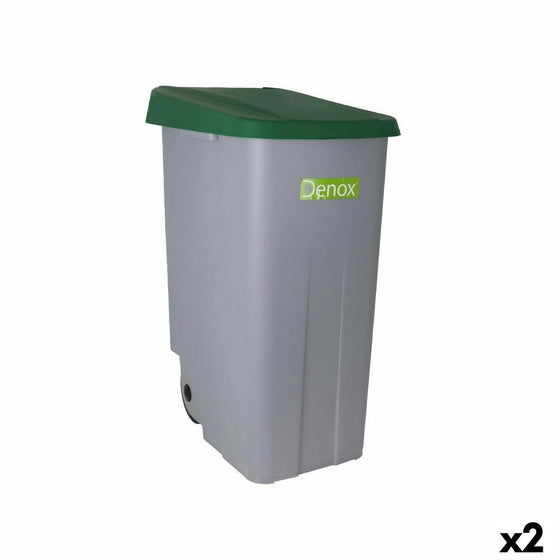 Cubo de Basura con Ruedas Denox 110 L Verde 58 x 41 x 89 cm (2 Unidades)