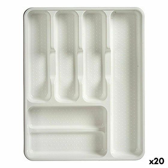 Organizador para Cubiertos Blanco Plástico 30 x 4,5 x 38 cm (20 Unidades)