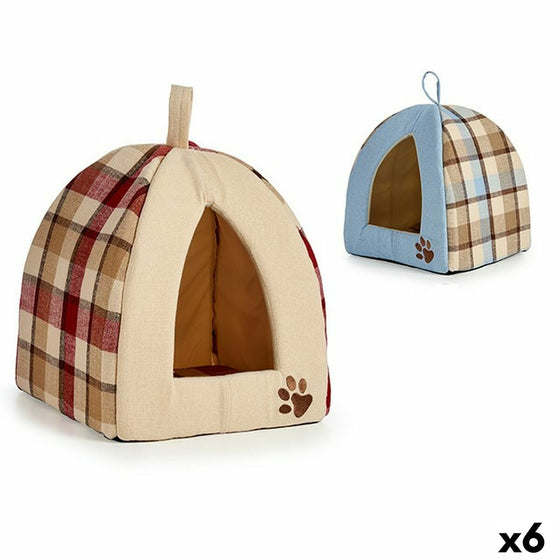 Cama para mascota A cuadros 33 x 45 x 33 cm (6 Unidades)