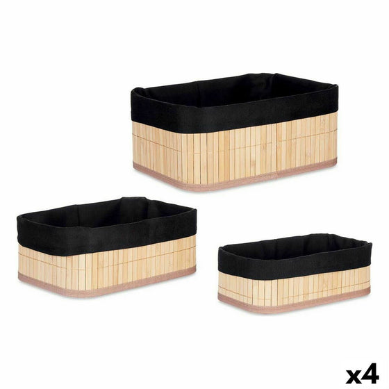 Organizadores Set Negro Natural Bambú 31 x 12 x 21 cm (4 Unidades)