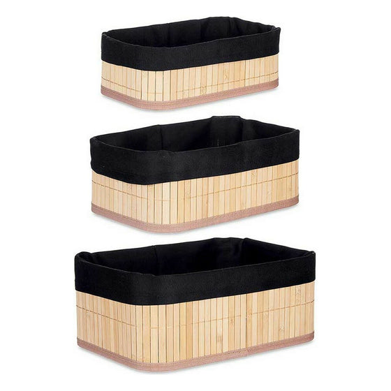 Organizadores Set Negro Natural Bambú 31 x 12 x 21 cm (4 Unidades)