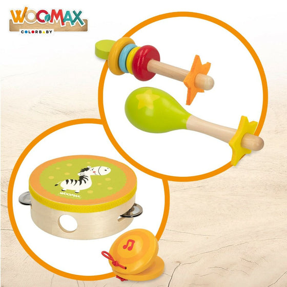 Set de instrumentos musicales de juguete Woomax Madera 14,5 x 4,5 x 14,5 cm (4 Unidades)