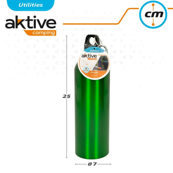 Botella de Agua Aktive 750 ml Mosquetón Aluminio 7 x 25 x 7 cm (24 Unidades)