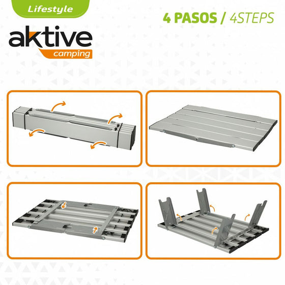 Mesa Plegable Aktive Plateado Aluminio 40 x 13 x 28,5 cm (4 Unidades)