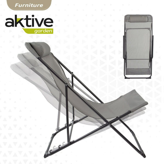 Hamaca plegable Aktive Gris 52 x 87 x 77 cm (4 Unidades)