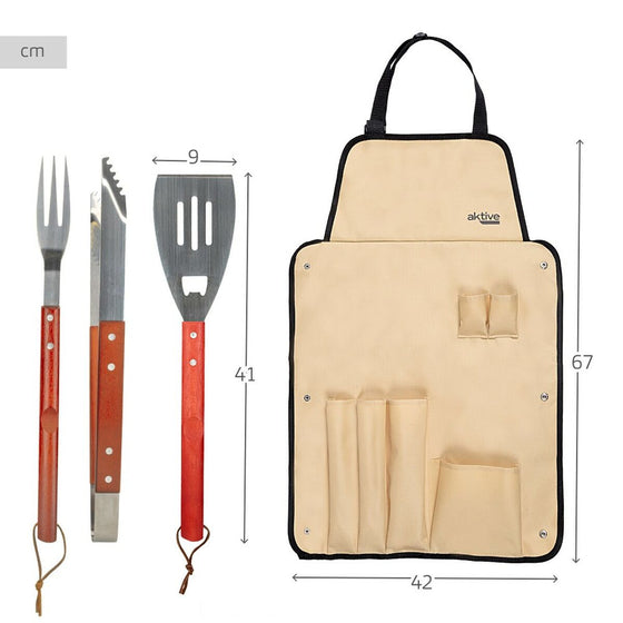 Set de Utensilios para Barbacoa Aktive 7 Piezas Barbacoa Acero Inoxidable 42 x 67 x 3 cm (4 Unidades)