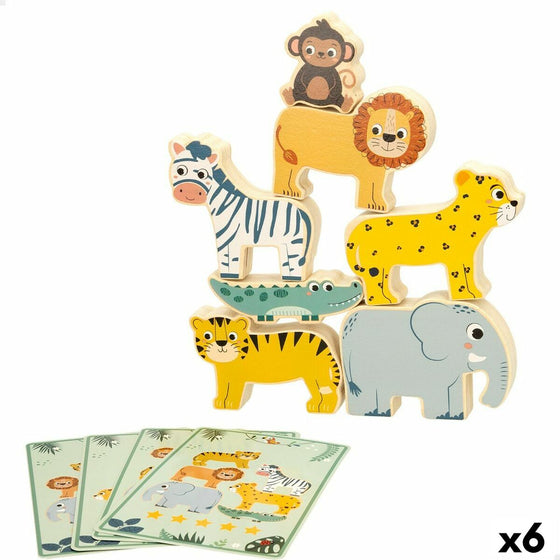 Juego de Construcción + Figuras Woomax Animales 16 Piezas 7 x 7 x 1,5 cm (6 Unidades)