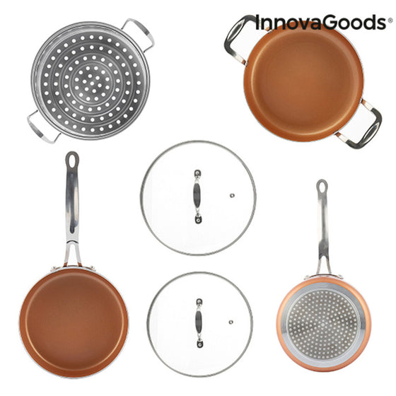 Batería de Cocina con Vaporera Copper-Effect InnovaGoods (6 Piezas)