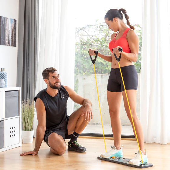 Tabla de Flexiones Push-Up con Bandas de Resistencia y Guía de Ejercicios Pulsher InnovaGoods