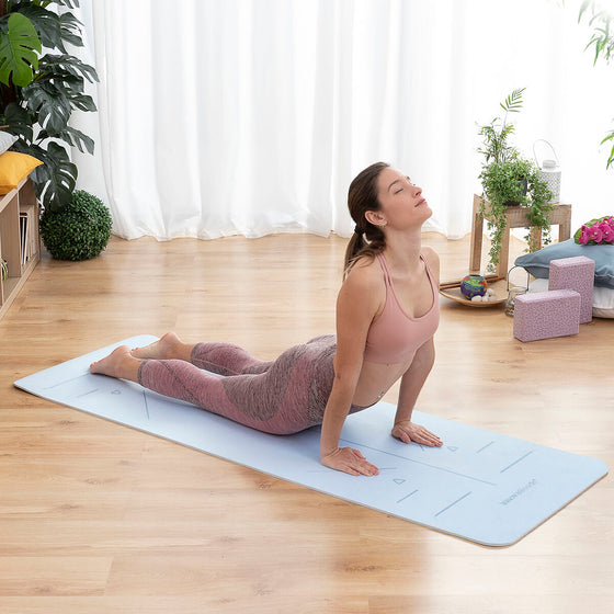 Esterilla de Yoga Antideslizante con Líneas de Posición y Guía de Ejercicios Asamat InnovaGoods