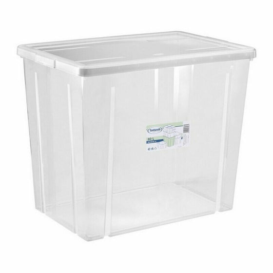 Caja de Almacenaje con Tapa Tontarelli 80 L Transparente (59 X 39 x 48 cm)