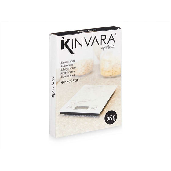 Báscula de Cocina 5 kg Mármol Blanco 14 x 2 x 20 cm (6 Unidades)